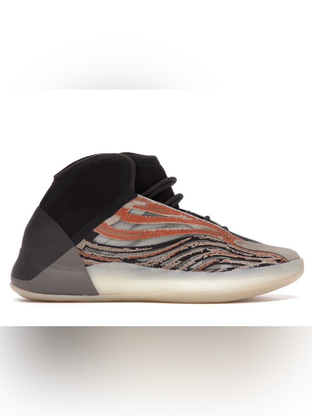 Yeezy QNTM Chunky Wave-Pattern Sneakers in Beige, Black & Orange